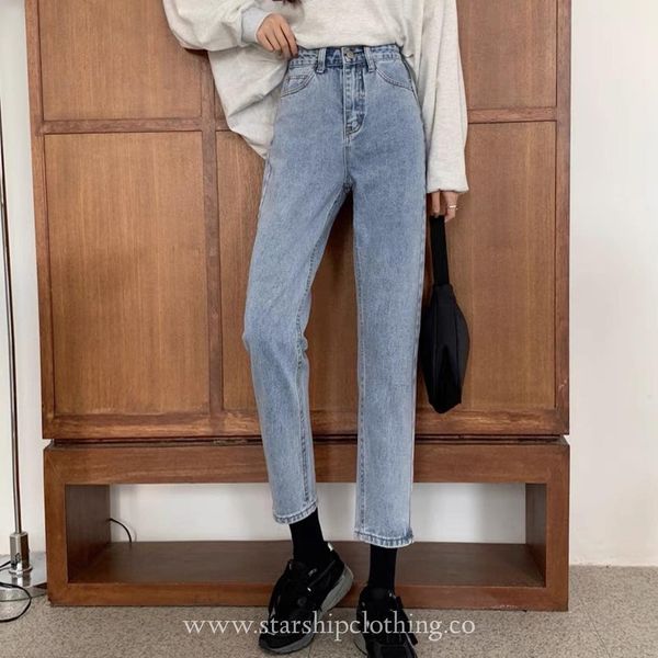 Blue High Waist Denim Pants