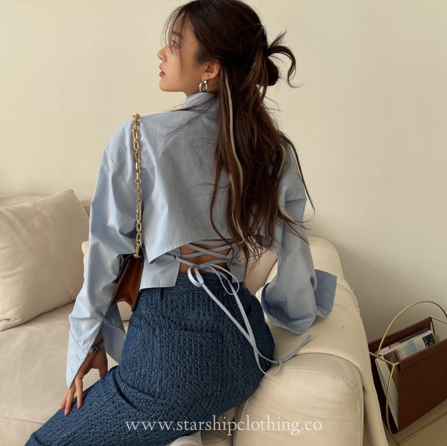 Ribbon Tie Back Blouse