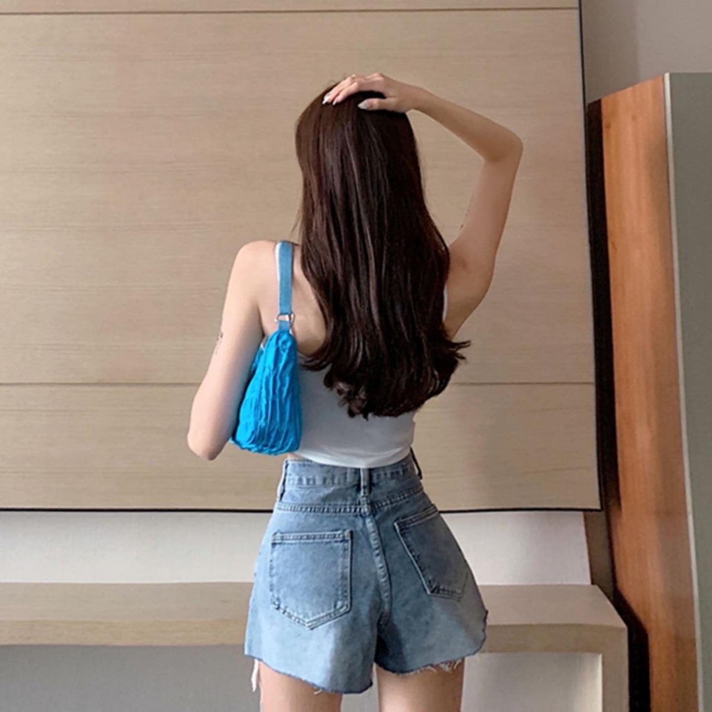 Ripped High Waist Denim Shorts