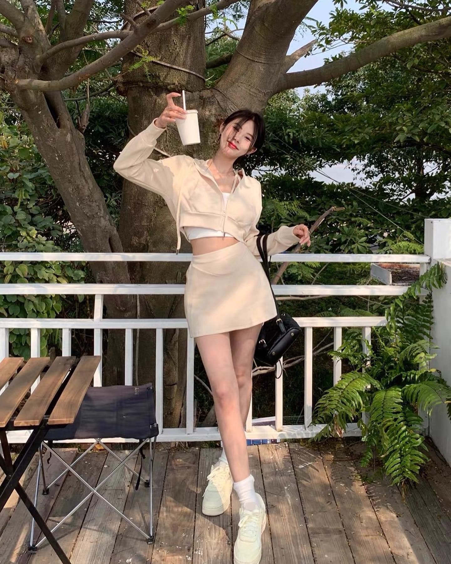 Almond Crop Jacket & Skirt Set Wear