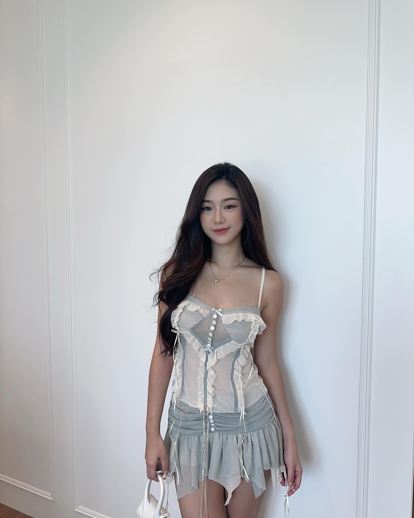 Grey Lace Sexy Top & Skirt Set