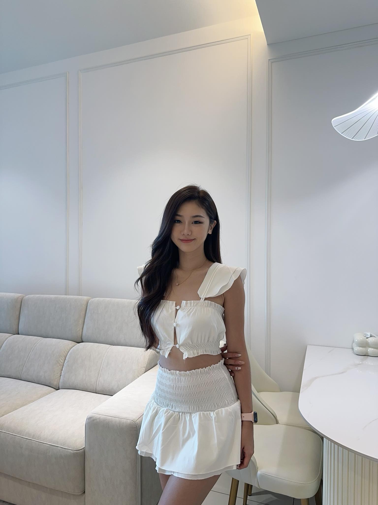 White Crop Top & Skirt Set