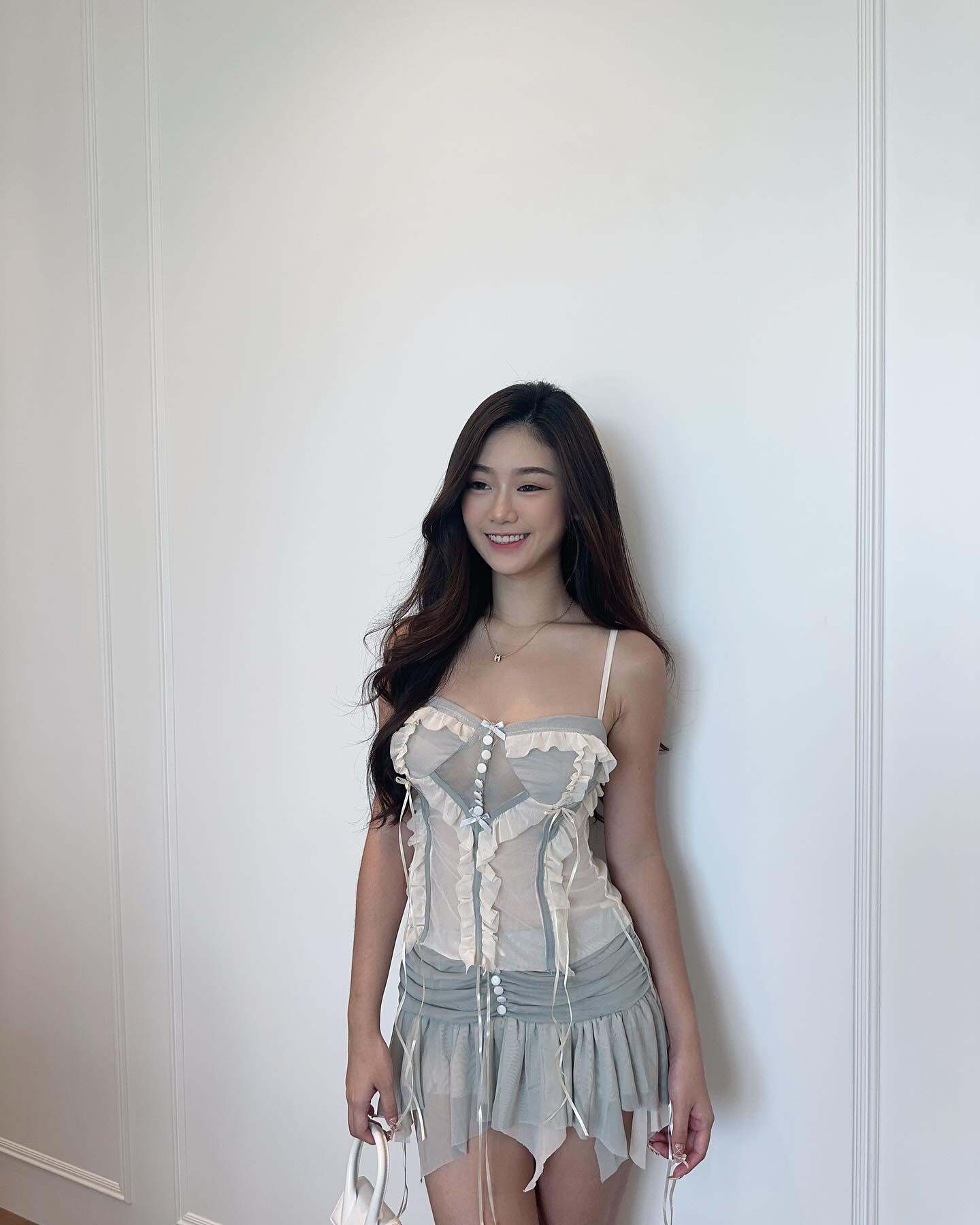 Grey Lace Sexy Top & Skirt Set