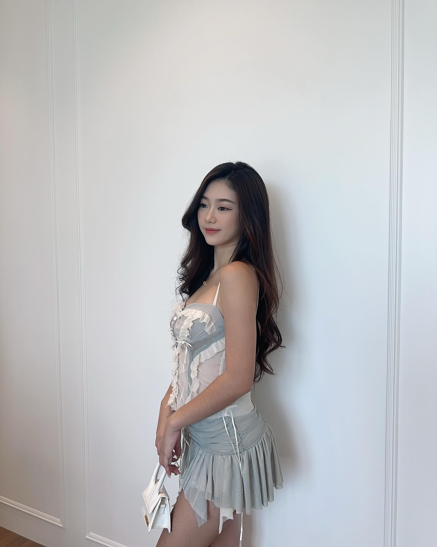 Grey Lace Sexy Top & Skirt Set