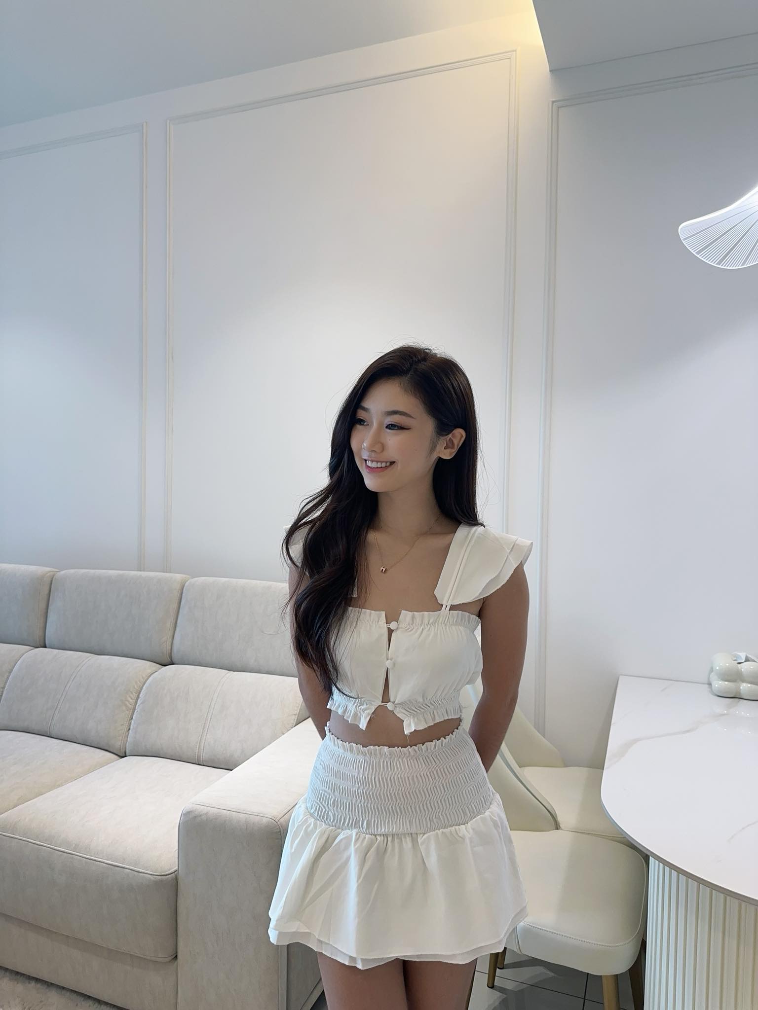 White Crop Top & Skirt Set