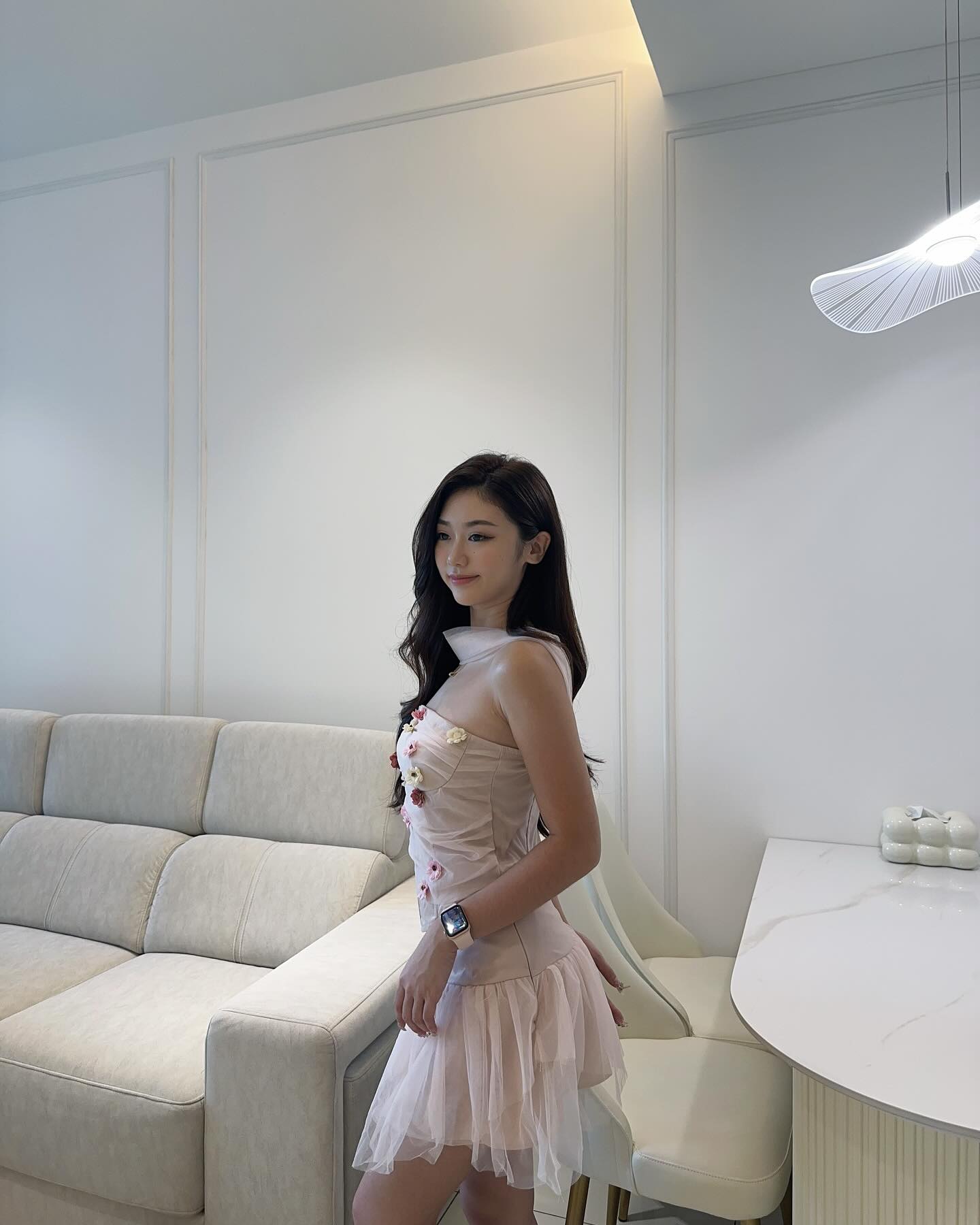 Pink Mesh Tube Top & Skirt Set