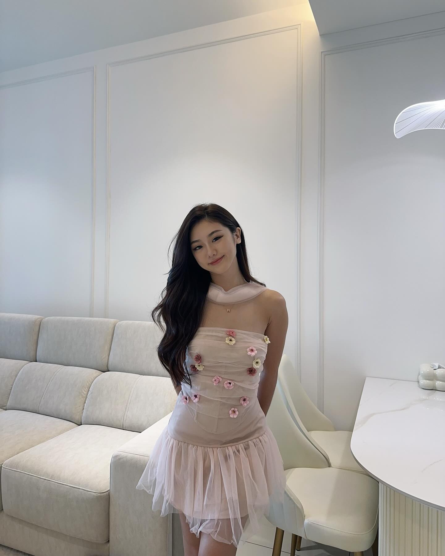 Pink Mesh Tube Top & Skirt Set