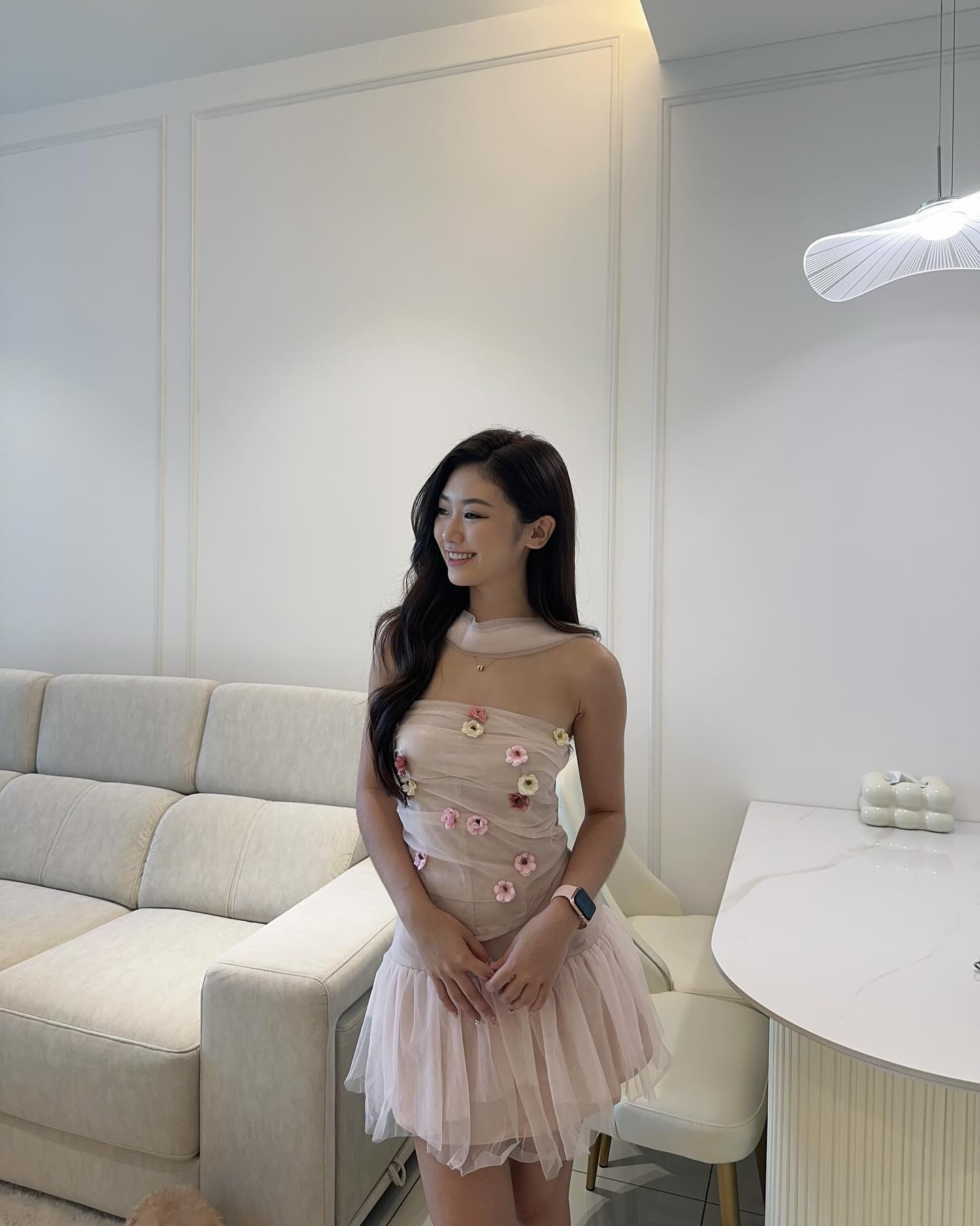 Pink Mesh Tube Top & Skirt Set