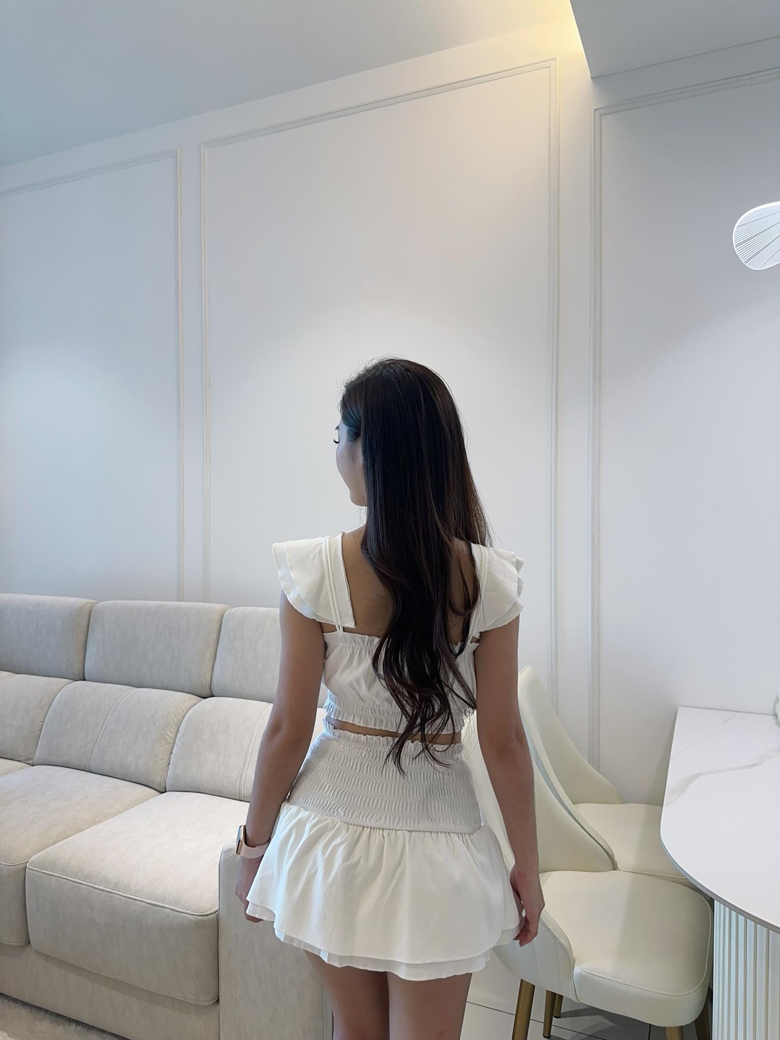 White Crop Top & Skirt Set