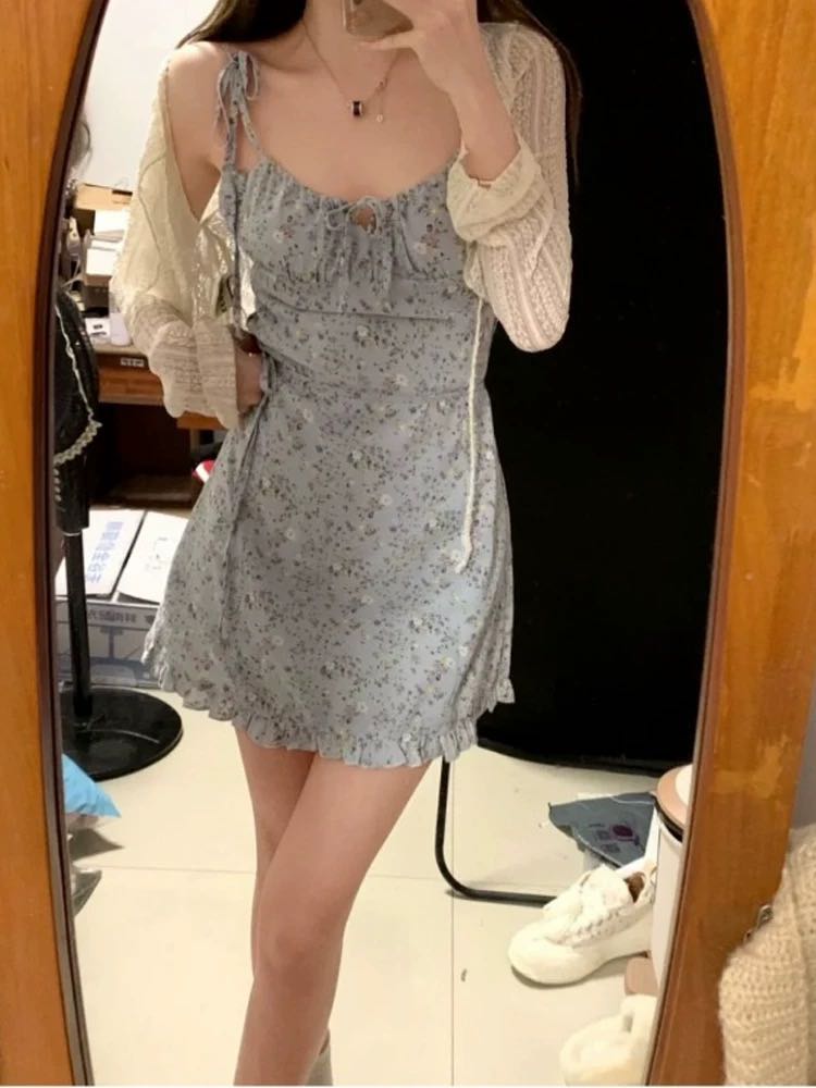 Floral Dress & Cardigan Set