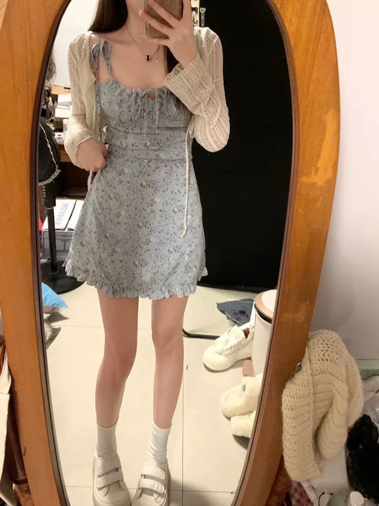 Floral Dress & Cardigan Set