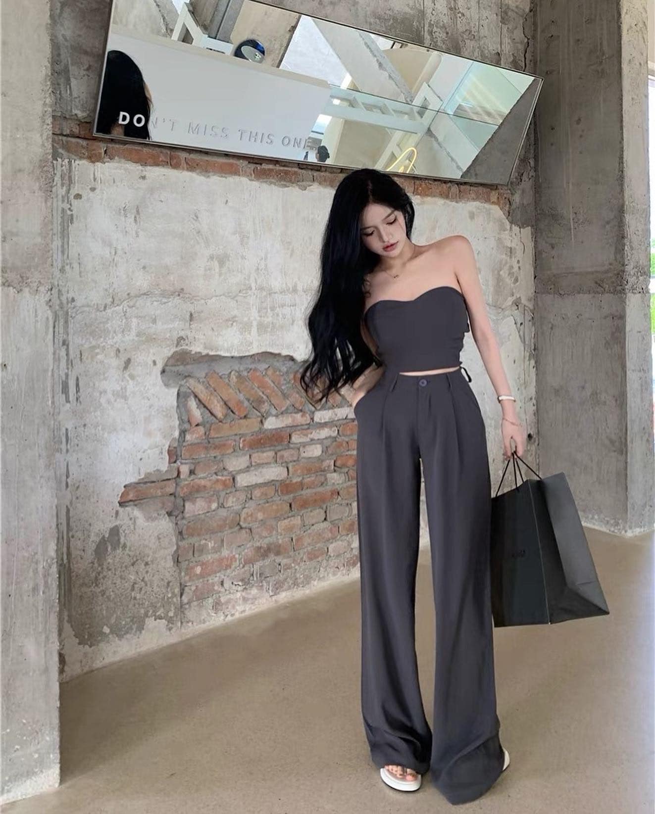 Grey Tube & Grey Suit Pants Set Wear