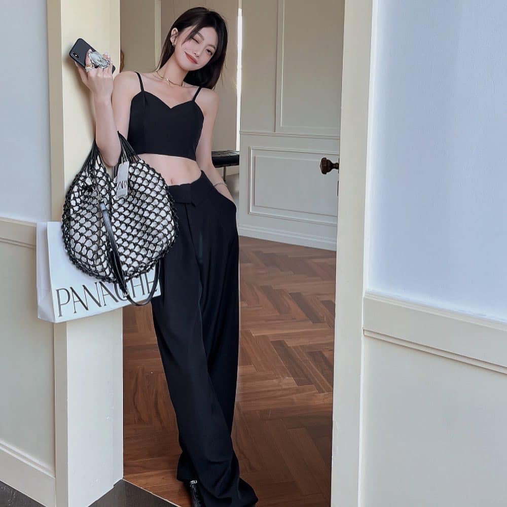 Bailey Padded Tank Top & High Waist Straight Suit Pants Set