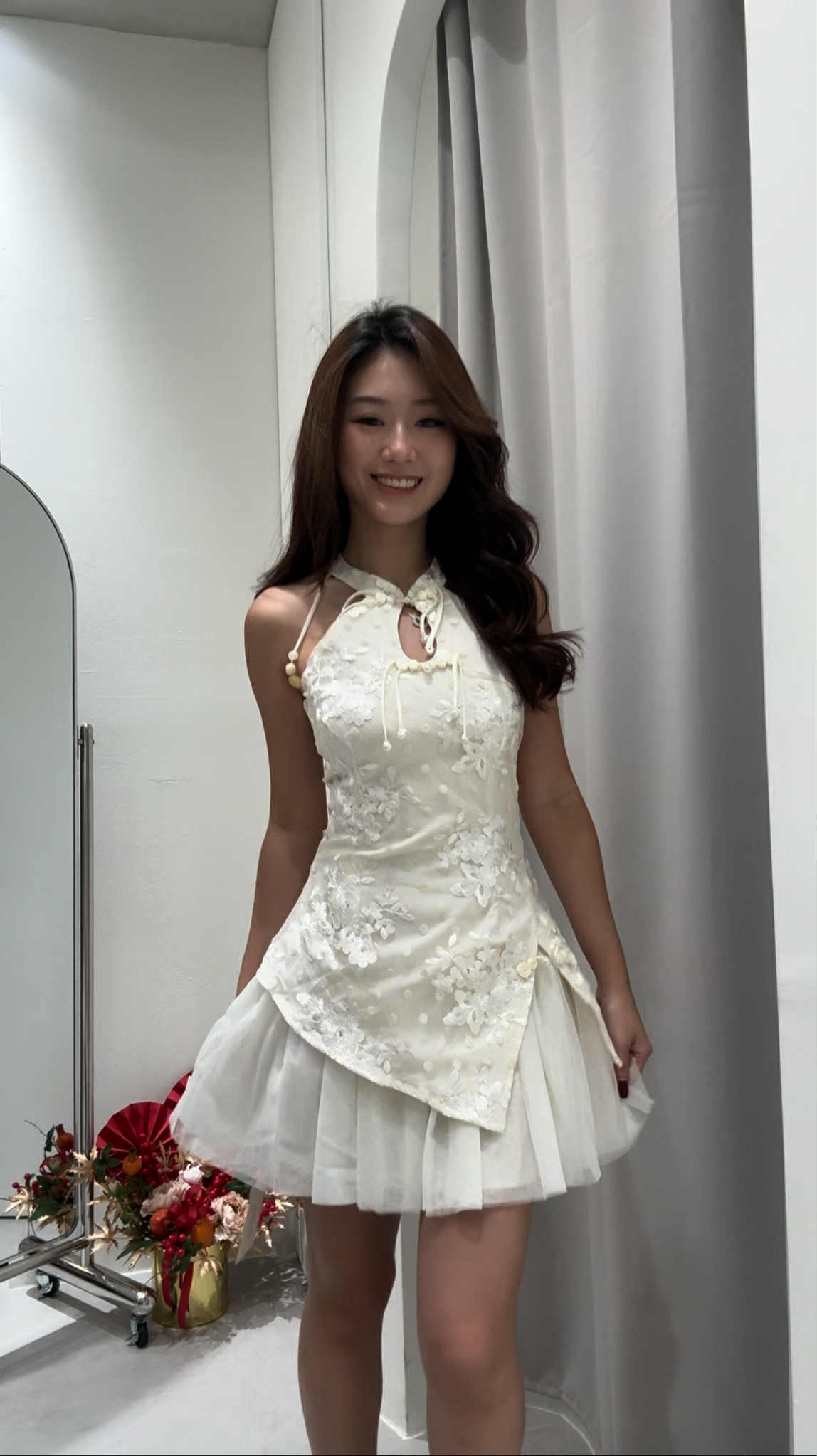 White Mesh Cheongsam