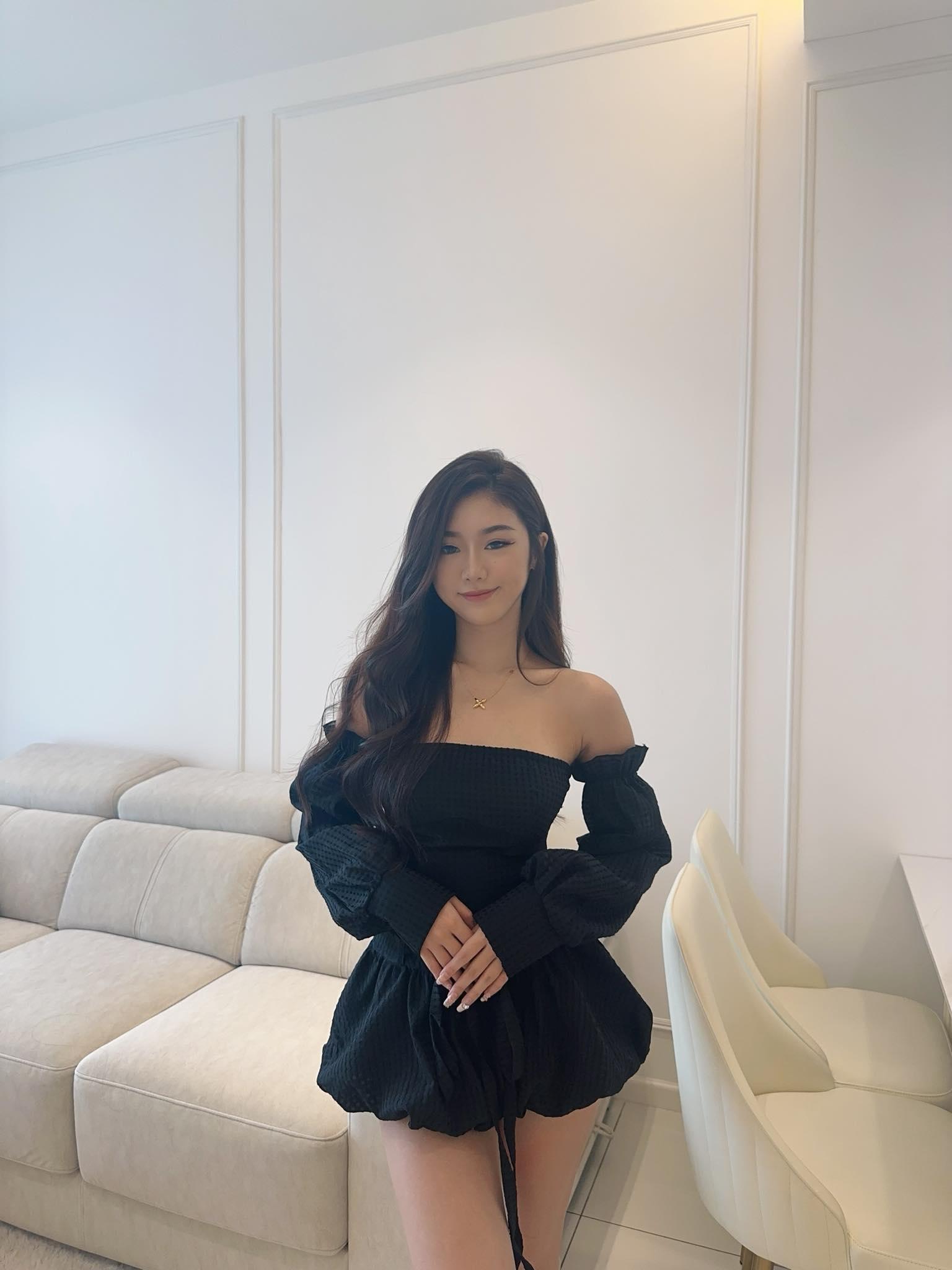 Tube Dress with Puffy Sleeves