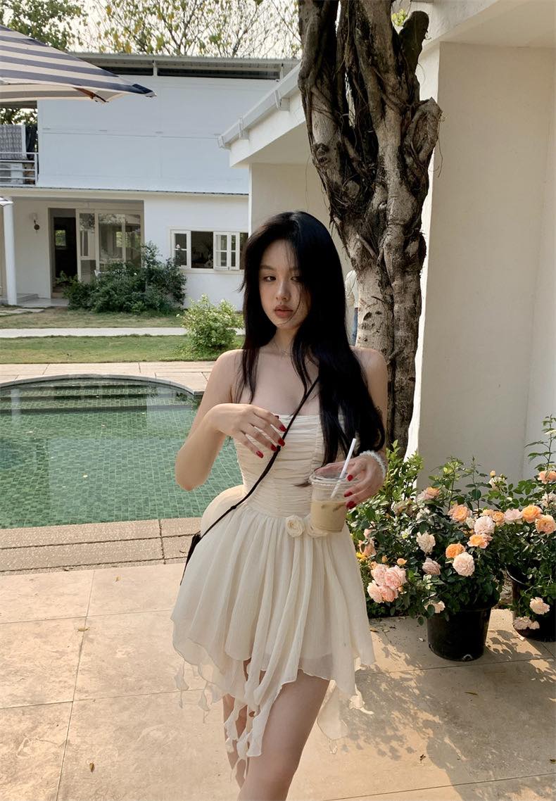 Almond Mesh Tube Dress