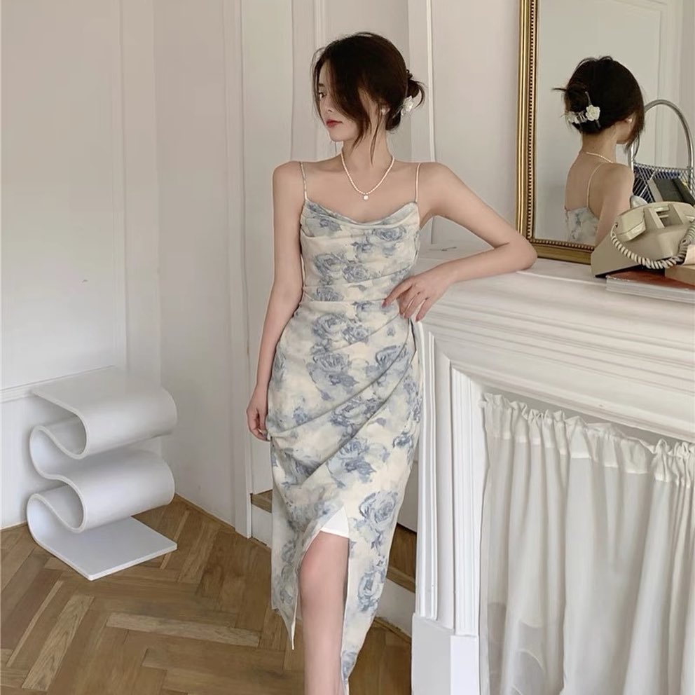 Chiffon floral sleeveless dress