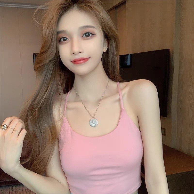 Cross back padded halter neck top