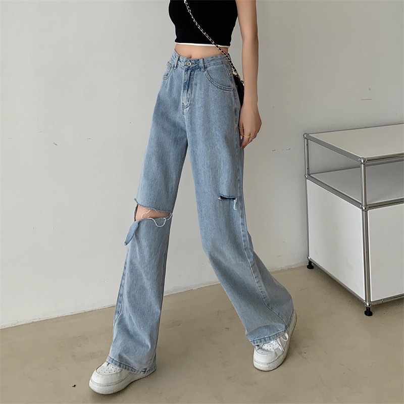 Ripped high waist denim pants