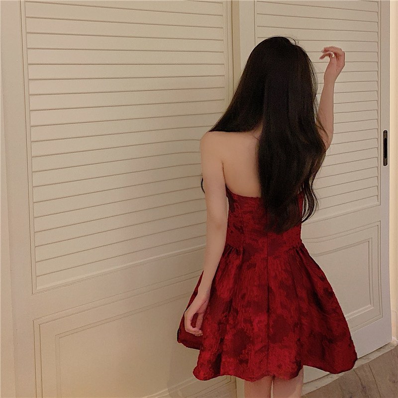 Red tube dress