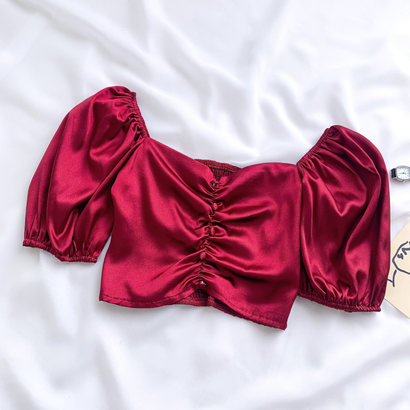 Satin Puffy Sleeve Blouse (CNY2101)
