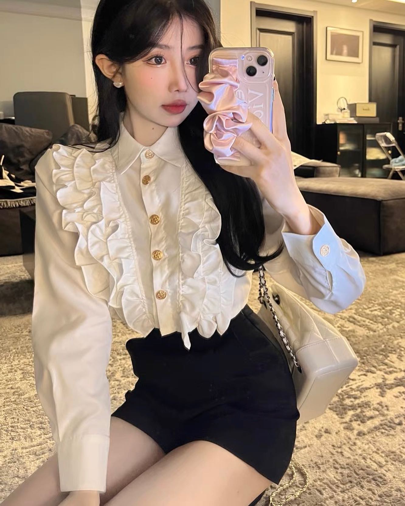 Ruffle Long Sleeve Shirt