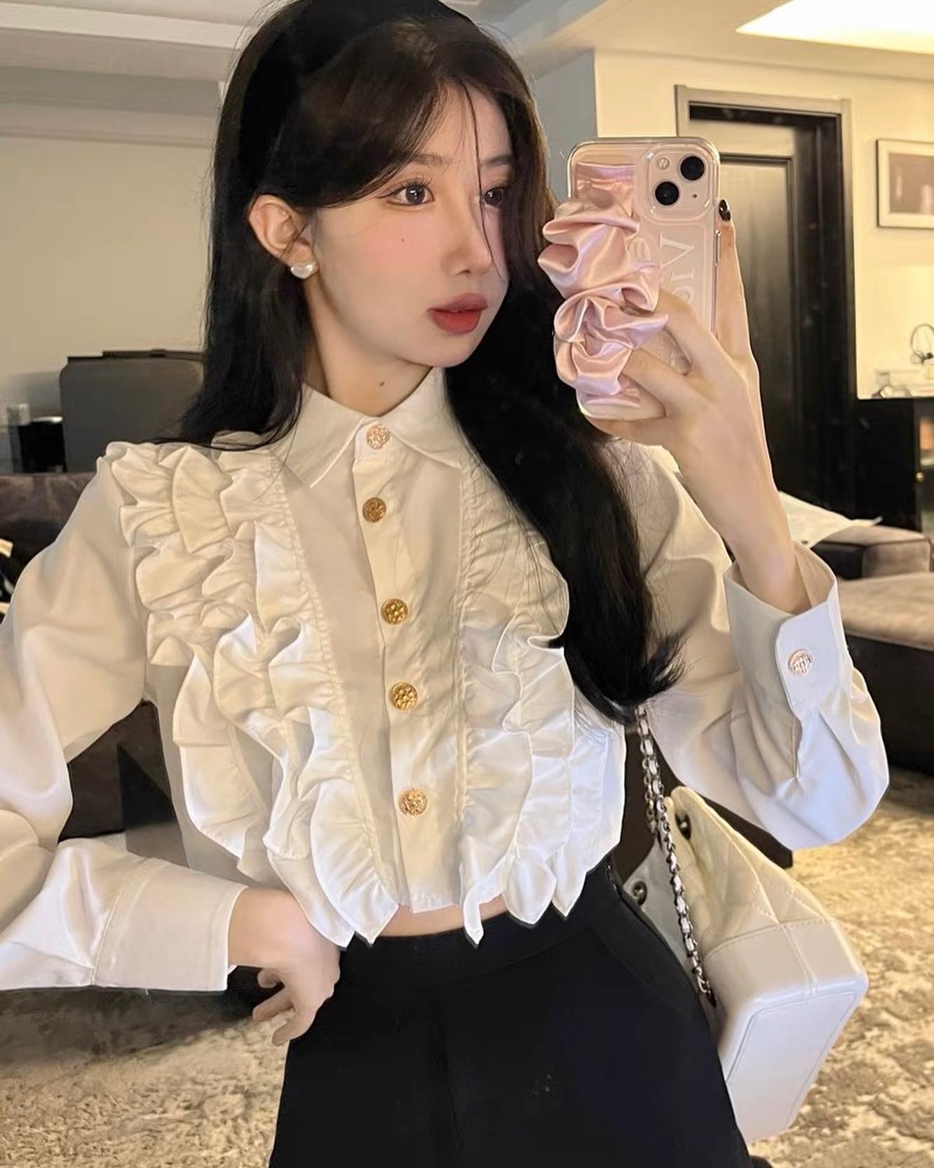 Ruffle Long Sleeve Shirt