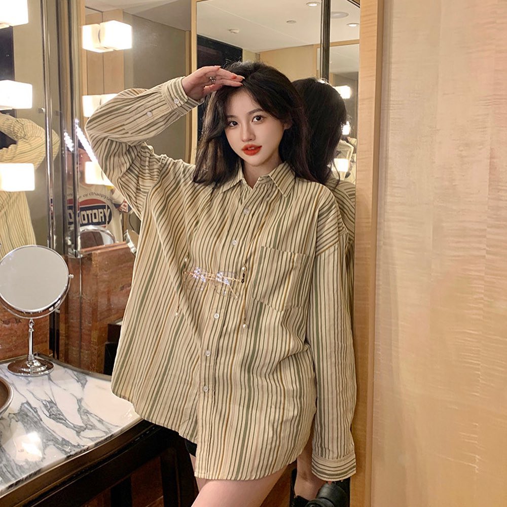 Stripes Shirt & Beige Vest Set