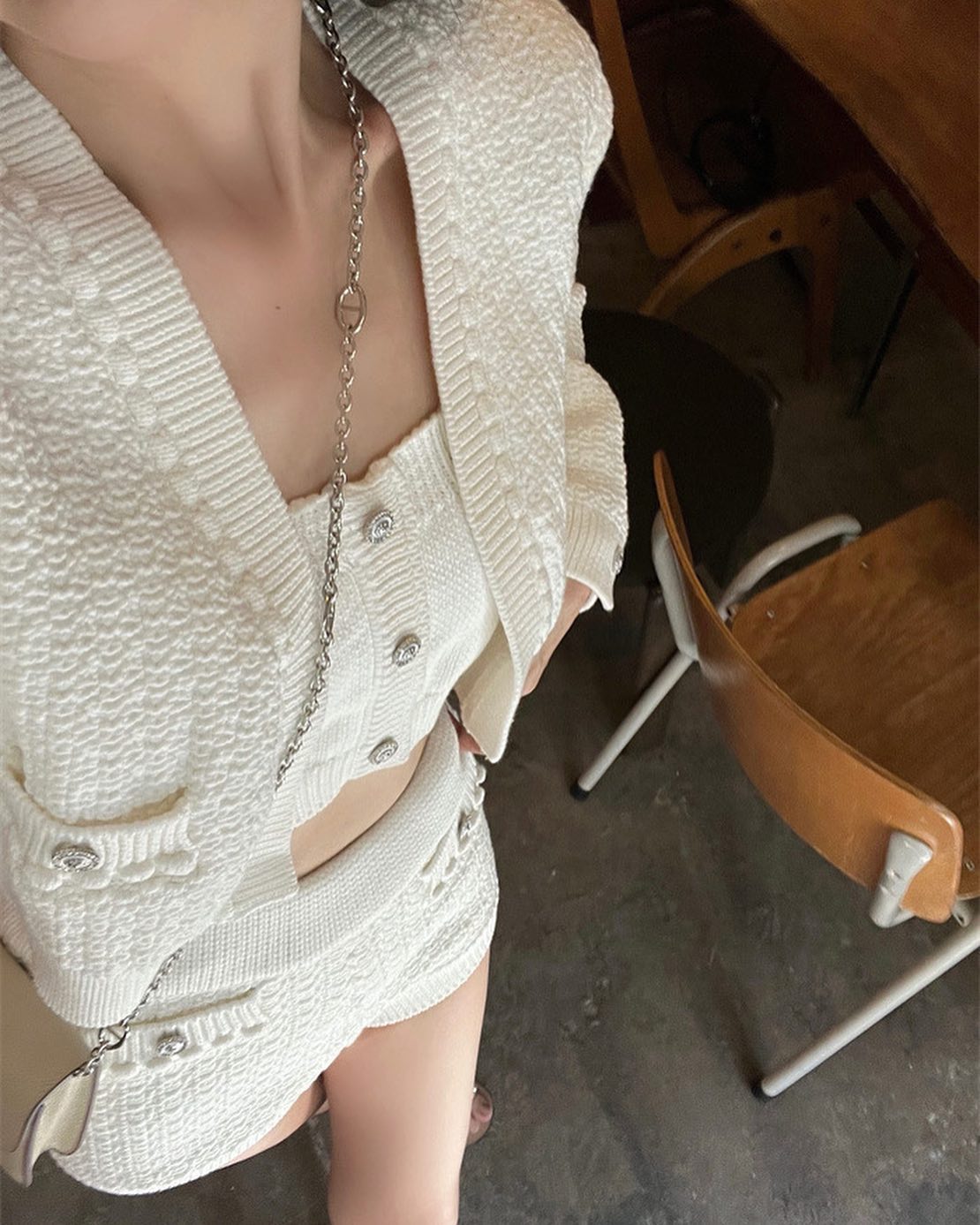 Knitted Cardigan, Tube & Shorts Set Wear