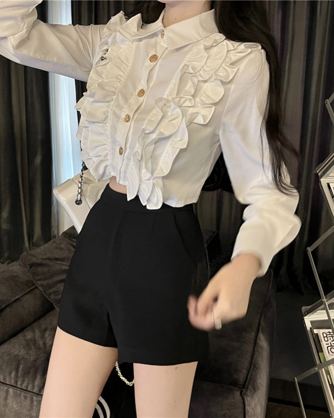 Ruffle Long Sleeve Shirt