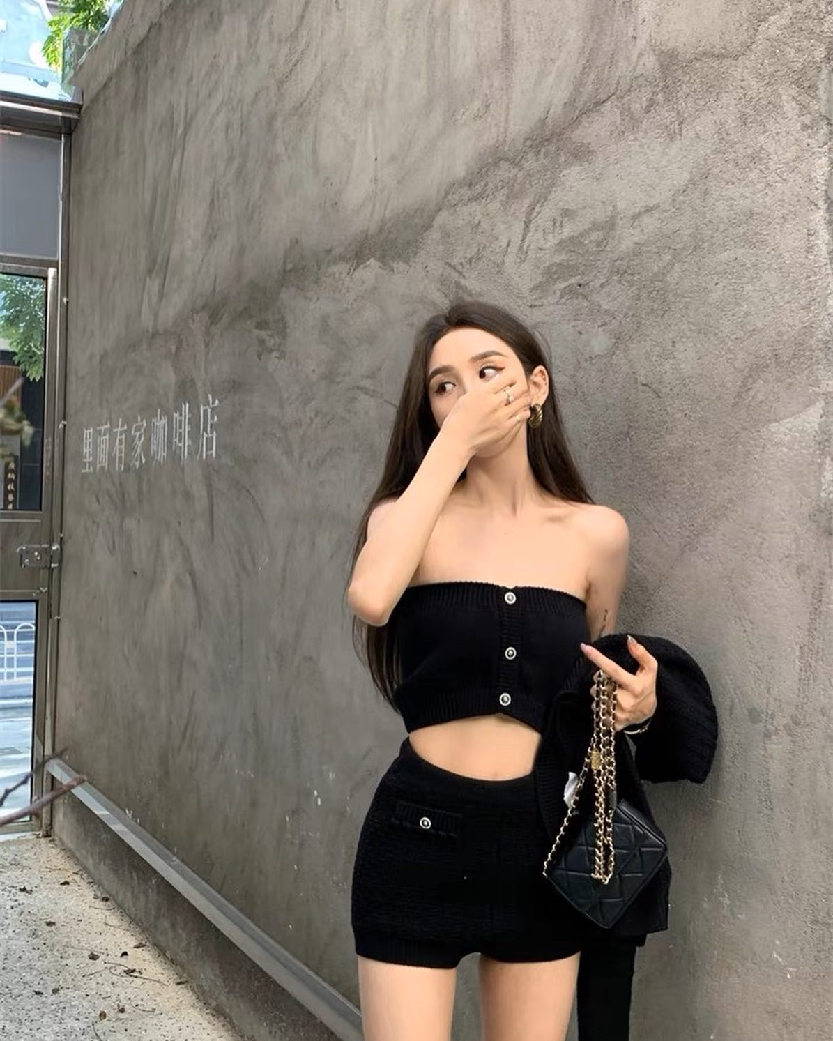 Knitted Cardigan, Tube & Shorts Set Wear