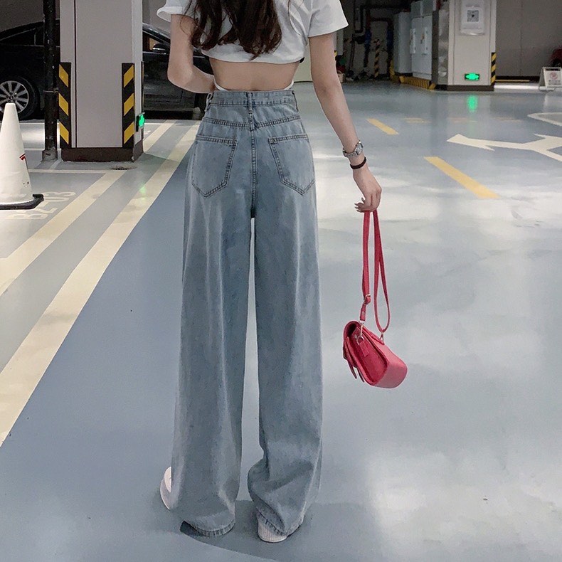Pink Patch Denim High Waist Long Pants