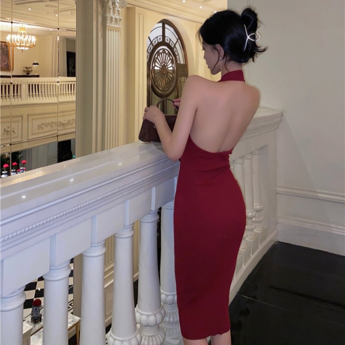 Halter Neck Knitted Dress