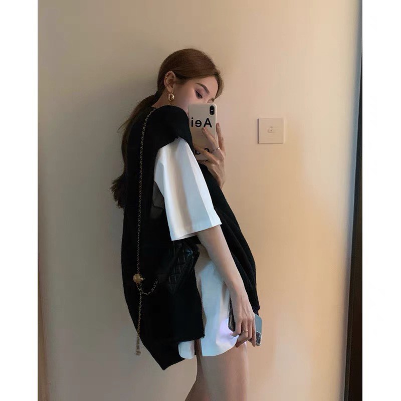 Oversized knitted vest & T-shirt set