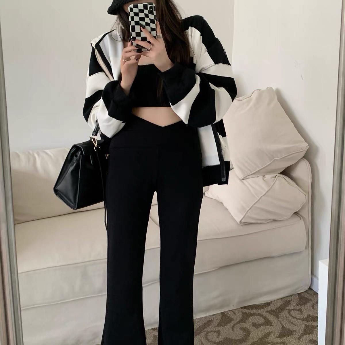 Black high waist trumpet pants