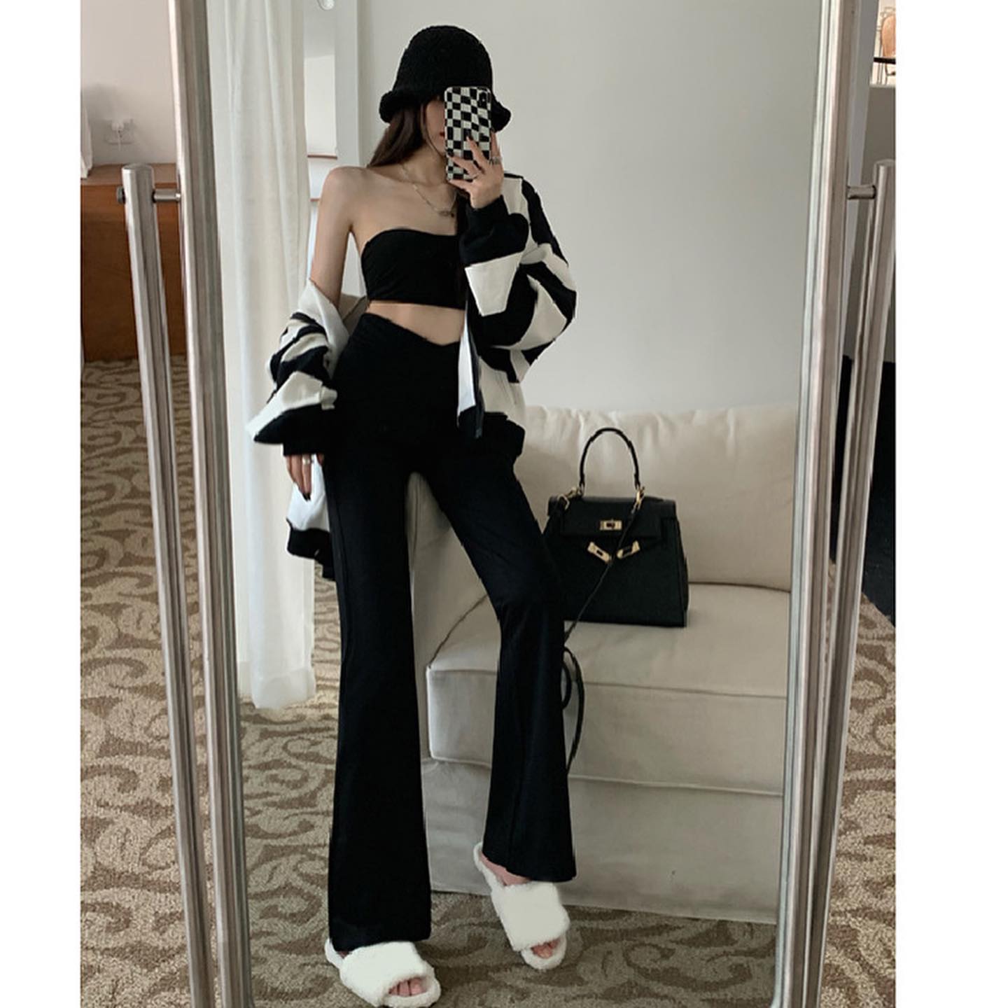 Black high waist trumpet pants