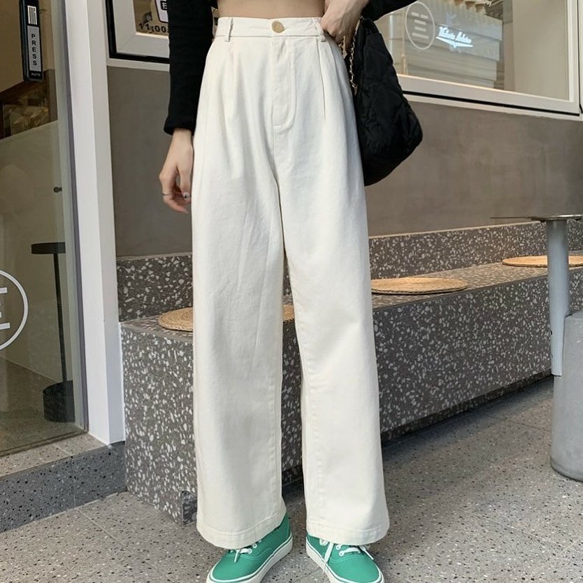 High waist straight pants