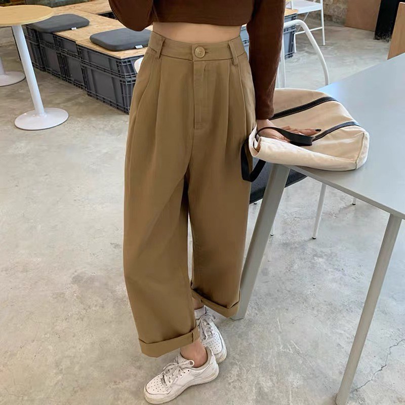 High waist straight pants