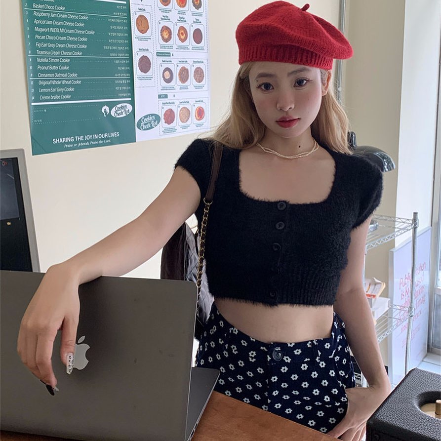 Furry Square Neck Crop Top