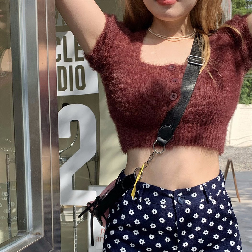 Furry Square Neck Crop Top