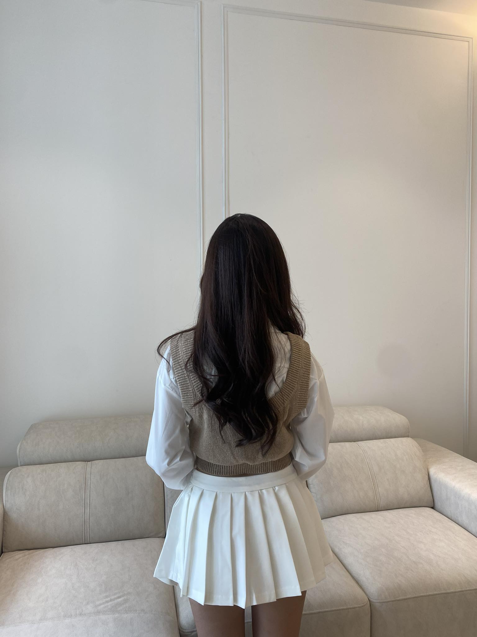 Knitted Vest Shirt w/ Tennis Skirt Set