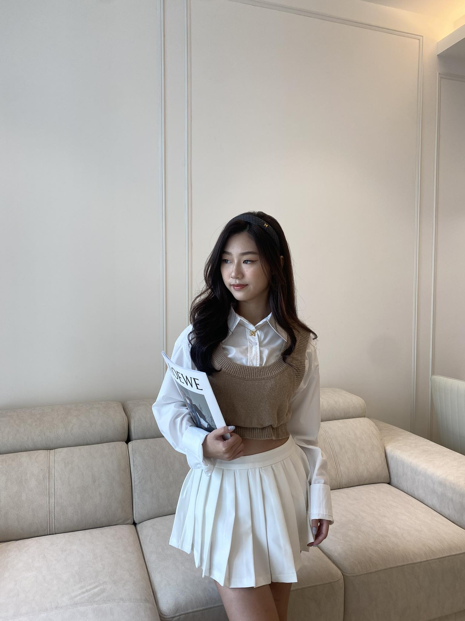 Knitted Vest Shirt w/ Tennis Skirt Set