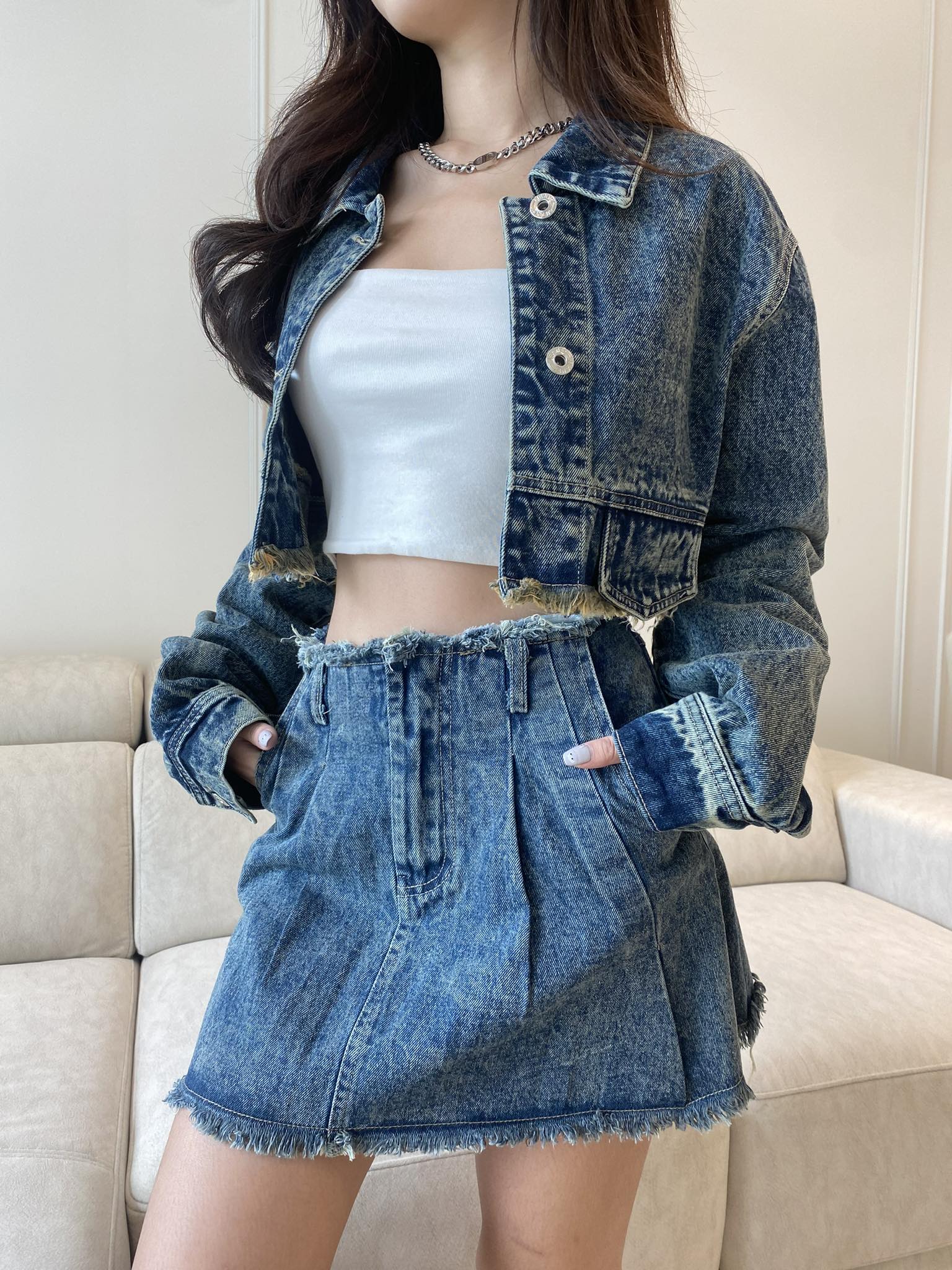 Denim Jacket & Skirt Set