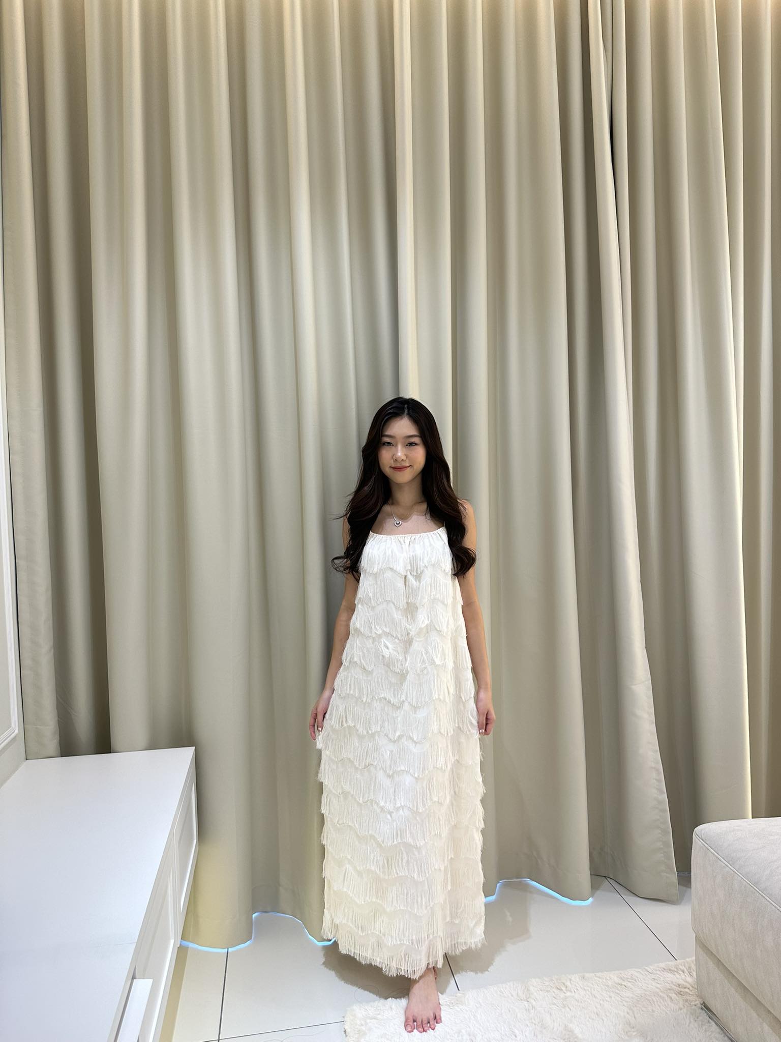 Feather Maxi Sleeveless Long Dress