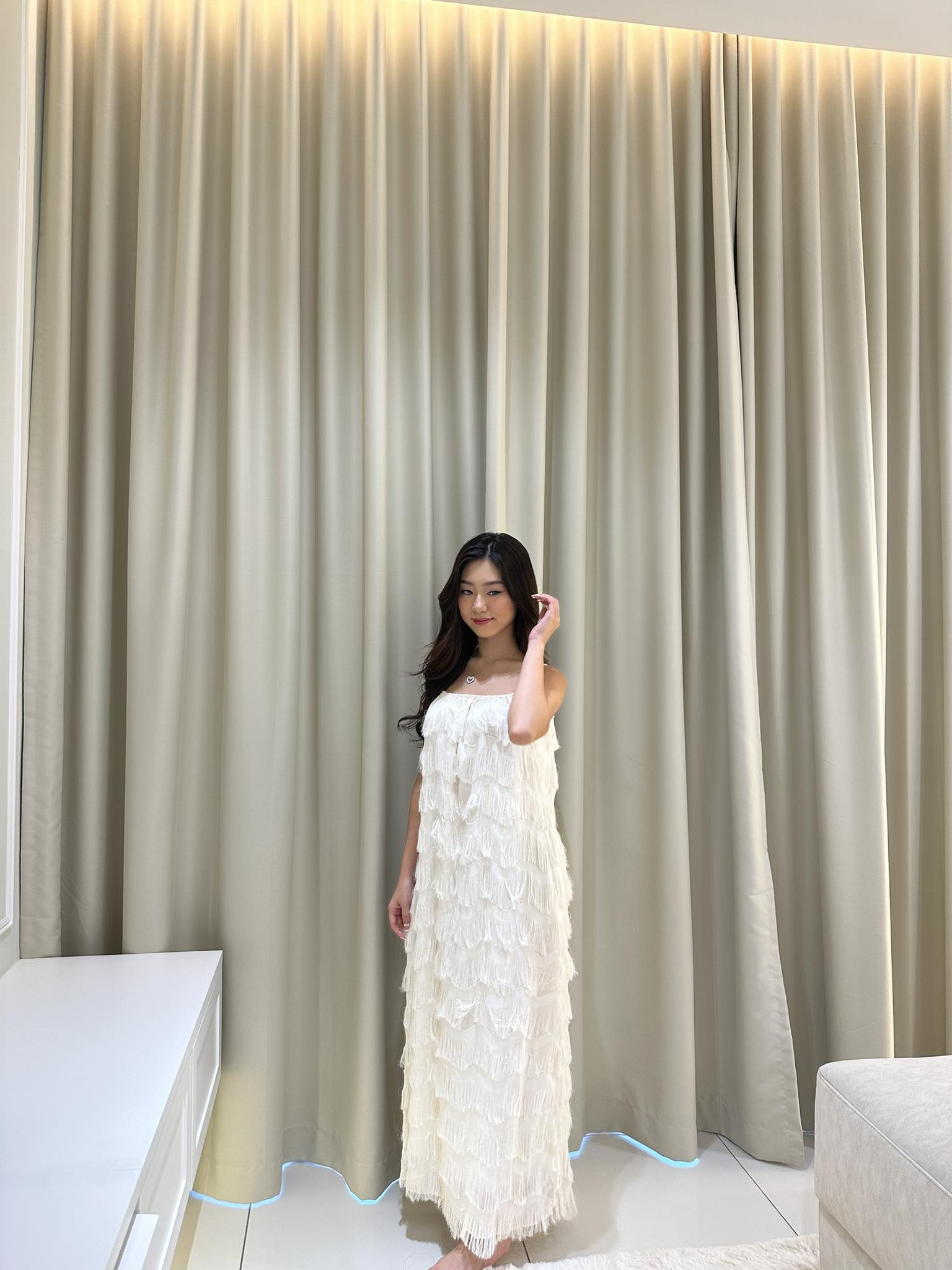 Feather Maxi Sleeveless Long Dress