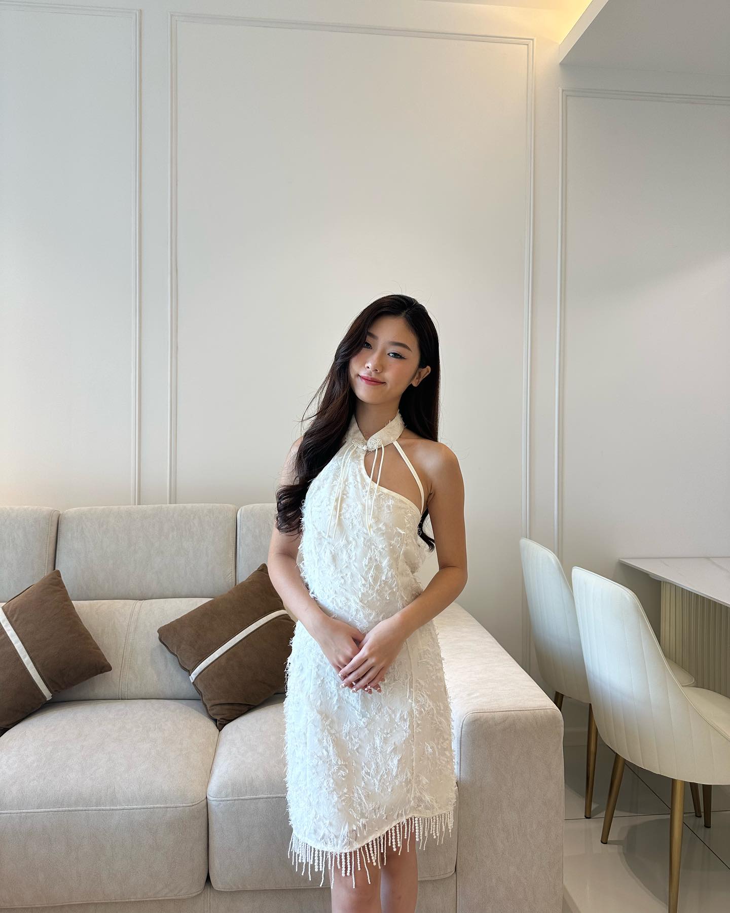 Beige Halter Cheongsam