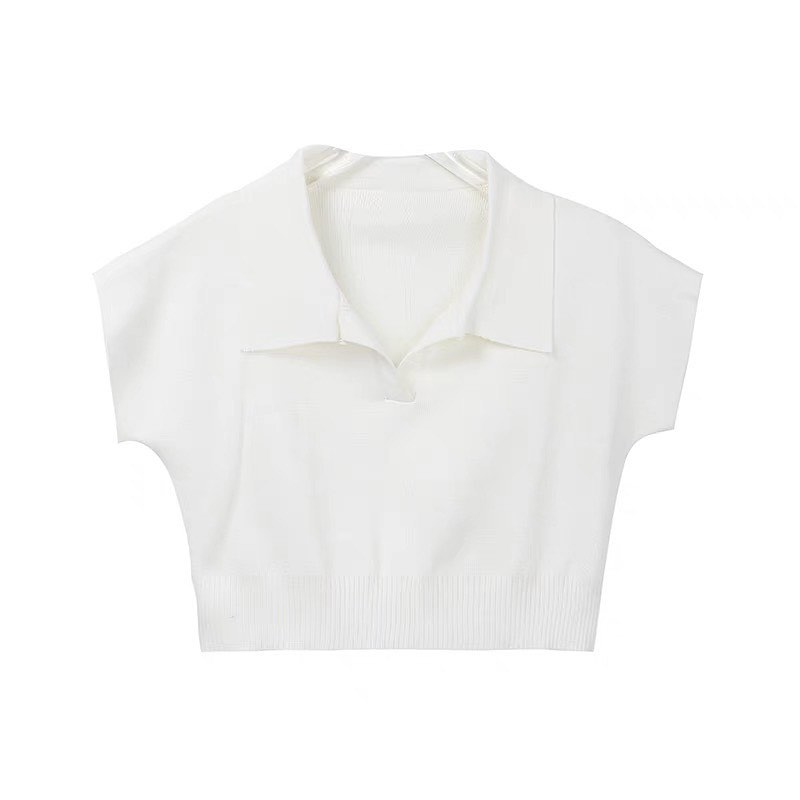 Knitted polo blouse