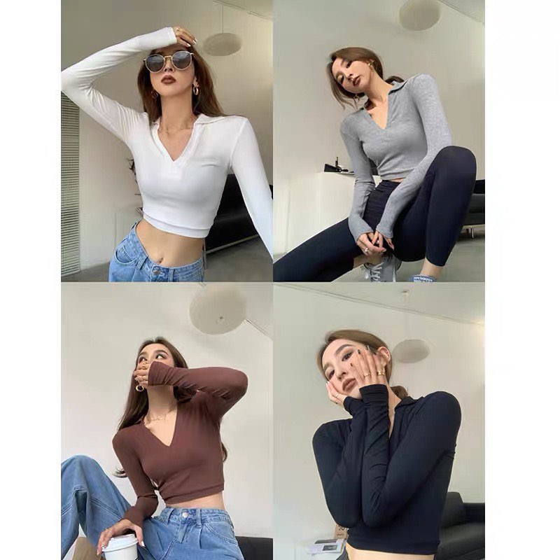 Long sleeve collar top