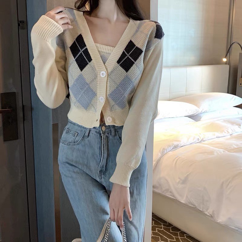 Knitted Scottish tube & cardigan set