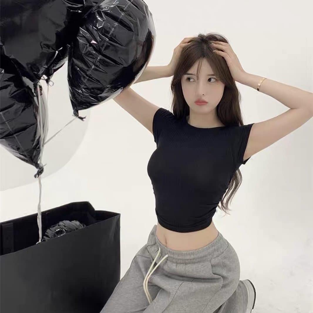 Short Sleeve Sexy Drawstring Back Top